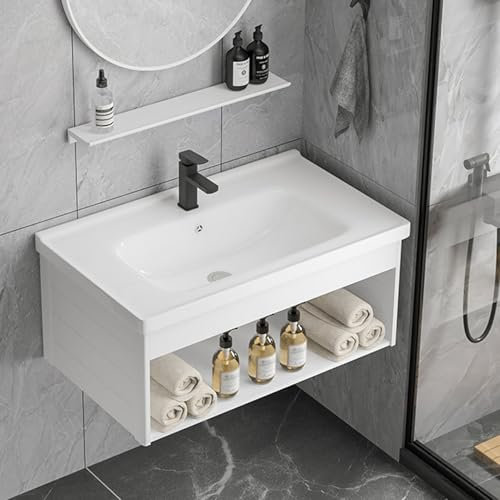 Lavandino da Bagno In Ceramica A Parete，lavabo Moderno Per Mobile da Bagno Lavabo Rettangolare Con Rubinetto E Staffa，lavabo Piccolo Per Guardaroba，vasche da Bagno Per Balcone Di Hotel