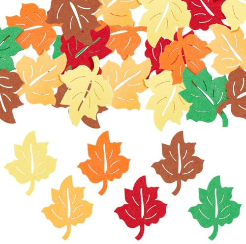 MAYJOYDIY 24 Stück Herbstblätter Filz Applikationen Ahornblätter Dekoration Filzblätter Blatt Aufkleber Filz Laub Für Thanksgiving, Halloween, Blattaufkleber Party Dekoration (6 Farben)