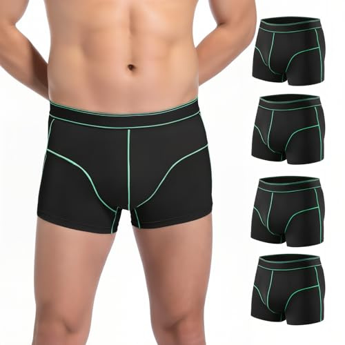 Carer Mens Incontinence Underwear Washable Leak-Proof Reusable Absorbent Underwear for Bladder Leak Urinary Protective Boxer Briefs Pants (4 Black, XXX-Large)