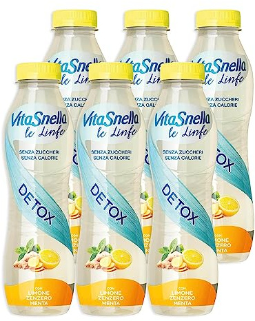 6X linfe Acqua Minerale Naturale Detox con Limone, Zenzero per vitasnella 500ml