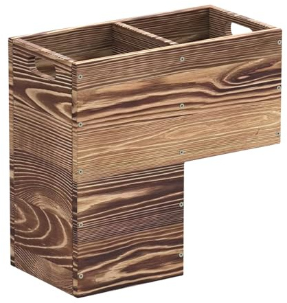 THOOUM Wooden Stair Basket with Handles, 235mm Wide Staircase Basket Organizer for Carpeted & Wooden Stairs