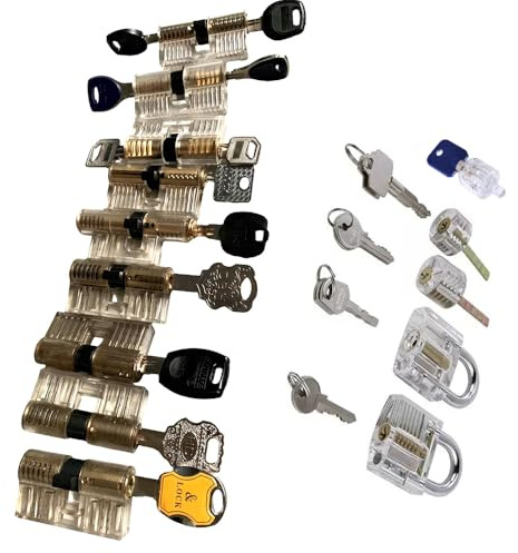 Professionelles Schlosser-Set, 14-teilig, transparentes Lockpicking-Zylinder-Set für Übungstraining