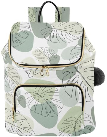 OWFKAY Travel Backpack Womens Rucksack Bag Girls Fashion Anti Theft Monstera White Green Ladies School Work Casual Daypack