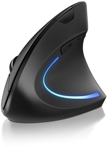 CSL - ergonomische Vertikalmaus Wireless - kabellose optische Maus - Funk 2,4 GHz - Vorbeugung gegen Mausarm/Tennisarm (RSI-Syndrom) - besonders armschonend - 6 Tasten - PC Notebook Mac
