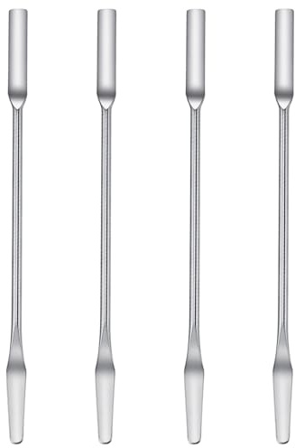 Guduling 4 spatole in acciaio inox, spatole doppie finite, spatole da laboratorio, microspatola, raschietto per pillole, cucchiaio da laboratorio in acciaio inox (16 cm)