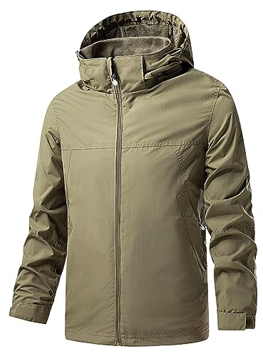 Generico Impermeabile Uomo Giubbotto Invernale Autunnale Running Militare Cappotto Vestiti Tuta Lavoro Taglie Forti Antivento Da Termica Giacca Ciclismo Parka Khaki M