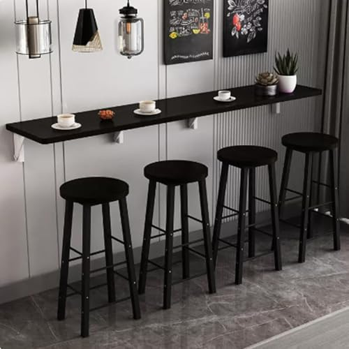 Wall Mounted Dining Table - Folding Kitchen Bar Table, Hanging Desk for Kitchen (Black, 70 * 30cm/27.5 * 11.8in)