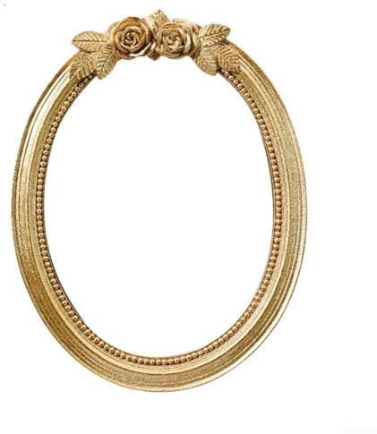 UTTASU Cornice portafoto ovale in resina con finitura dorata e design vintage europeo, perfetta per mostrare foto in modo creativo in vari ambienti di casa o ufficio (17,8 cm)