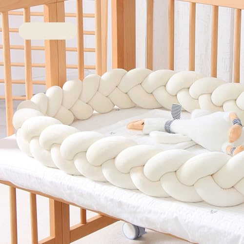 Aocase Tejida Almohada Decorativa, Parachoques Almohada, Alfombra Anticolisión para Cama, Protección Cama Trenza, Cojín Protección contra Caídas,G04,350cm