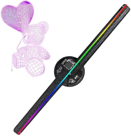 Hiemible Proyector De Holograma 3D Resolución 2000X224,Proyector para Fiestas | Mando Distancia Pantalla 42 cm Animación Vídeo Imagen Navidad Halloween