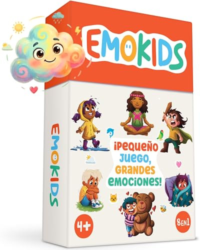 Oh Happy Games - EmoKids - Juego de Emociones para Ninos 4-10 Anos - 56 Cartas Ilustradas + 8 Mini-Juegos - Metodo Montessori & CNV - Comprender y Gestionar Emociones - Educativo Cooperativo