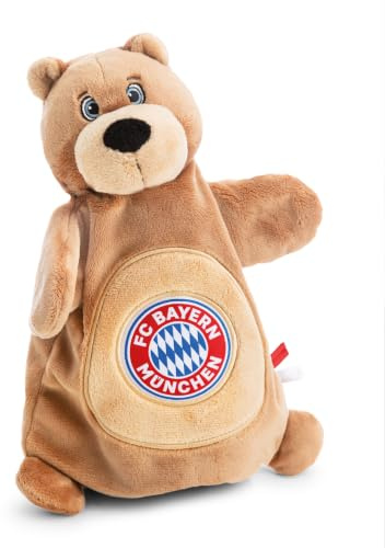 Snuttefilt-handdocka FC BAYERN MÜNCHEN Berni 2-i-1, 26 x 25 cm, brun, snuttfilt för bebisar och småbarn, baby gosedjur snutteduk för flickor och pojkar | 63175