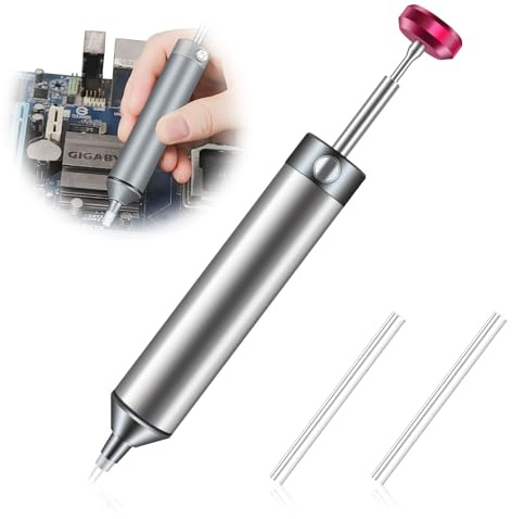 Premium Solder Sucker Pump, Solder Sucker Tool Desoldering Pump Remover with High Temperature Resistant Silicone Nozzle, One-Handed Operation Precision Solder Removal Anti-Clogging Design