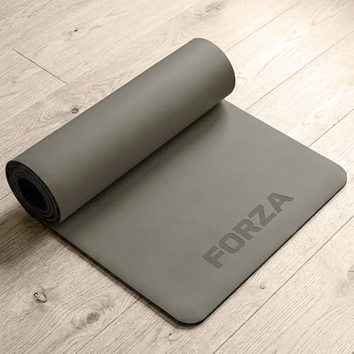 FORZA PU Yoga Mat – Premium Non-Slip Polyurethane & Natural Rubber Yoga Mat, Extra Grip, Cushioned & Durable Training Mat for Yoga, Pilates, Stretching & Mobility (Charcoal, Without Carry Strap)