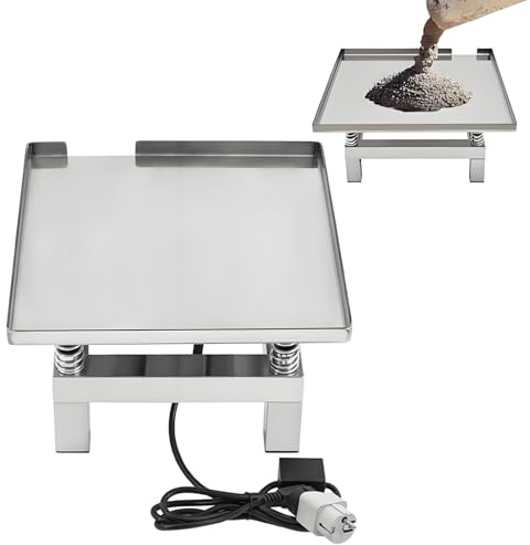 HuanSebesity Tavolo Vibrante per Calcestruzzo,Mini Tavolo Vibrazione in Acciaio Inox,Banco Prova Vibrazione 50w,3000–3600 Giri/Min,Carico Massimo10kg,Ampiezza 1-2 Mm 35x35cm