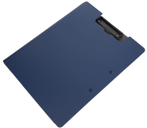 MUCKLILY Portadocumenti Verticale Doppia Clip, Organizer Cartelle Rigido Blu, Portablocco per Scrivere Leggero e Resistente, per Ufficio, Scuola e Appunti Portatili