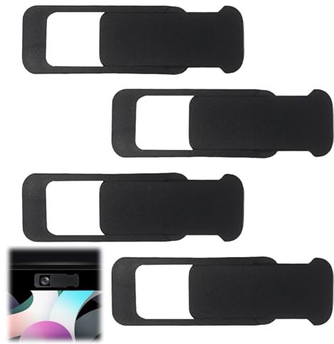 4 PCS Laptop Camera Cover Slider, Webcam Cover Slide, Privacy Protection Webcam Cover Slide, for Laptop, Phone, Tablet, Computer(Black)