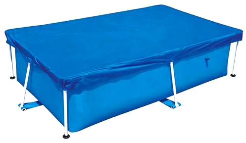 Alriedy Rechtkige Poolabdeckung 260 x 170 cm Schwimmbad Solarplane Abdeckung für Oberirdische Pools Faltbare Pool Schutzplane Regenfest Staubdicht Winddicht PE-Abdeckplane Blau (260X170CM)