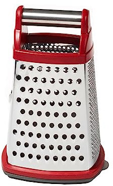 KitchenAid KN300OSERA Gourmet 4-Sided Stainless Steel Box Grater for Fine, Medium and Coarse Grate, and Slicing, Detachable 3 Cup Storage Container and Measurment Markings, Dishwasher Safe, Empire Red