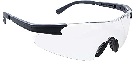 Portwest PW17 Curvo Safety Glasses UV Protection | Clear, One Size, CE Certified, EN 166, EN 170, UKCA, Anti-Scratch Coating, Extendable Side Arms