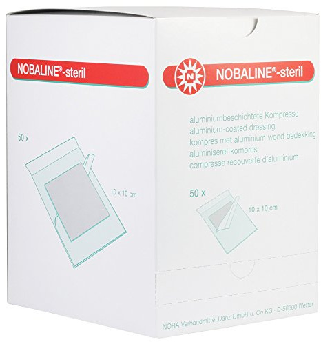 50 x NOBALINE steril Aluminiumbeschichtete Wundkompresse, Größen:10.0 cm x 10.0 cm