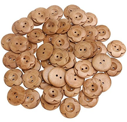 LEORX Holzknöpfe 50stk 30mm 2-Loch Blume geformte hölzerne Sewing Buttons DIY Basteln