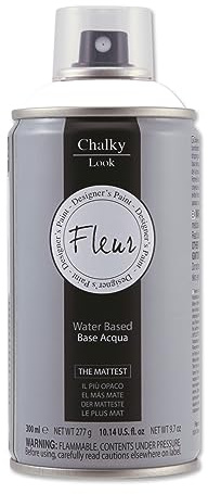 FLEUR Spray Vernice Chalk Paint, Extra Opaco, all' Acqua senza Odore, MultiSuperficie, 300 ml F01 Titanium White, Effetto Gesso, Shabby Chic Vintage, per Mobili, per Interno - Esterno