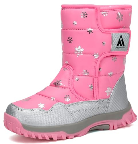 Mishansha Bottes de Neige Fille Chaussures de Neige Chaudes Anti Dérapent Bottes d'hiver,Rose,32