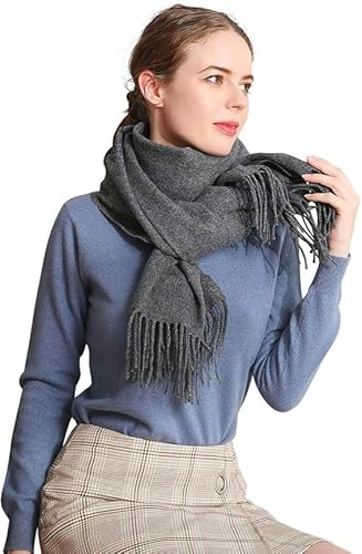 LumiSyne Winter Senior Wollschal Für Damen Pashminaschal Unifarben Mit Quasten Lang Und Verdickt Schals Tücher Hochzeit Stola