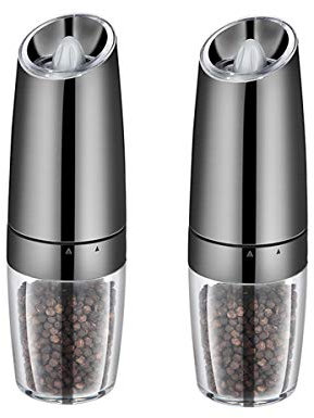LTLWSH Macinapepe Elettrico, Pepe Premium e macina di Sale con macina Sale Elettrico Durevole Regolabile di precisione Regolabile Funzionamento con Una Sola Mano saliera elettrica,Argento