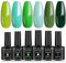Senvenski Teal Gel Nail Polish Army Aqua Lime Green Olive Turquoise Emerald Summer Set Gift Soak Off UV LED Manicure Art Varnish Set Kit DIY at Home 6 Colors (CS6-008)