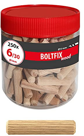 TOX Holzdübel Boltfix wood 6x30 mm, Riffeldübel aus massiver Buche, 250 Stk., 015200101