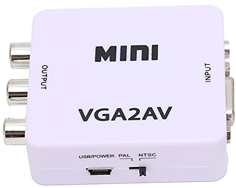 Videokonverterare, Mini VGA Till AV 1080P HD Video Converter Adapter, med Datakabel, för TV-PC, Högupplöst PC-ingång