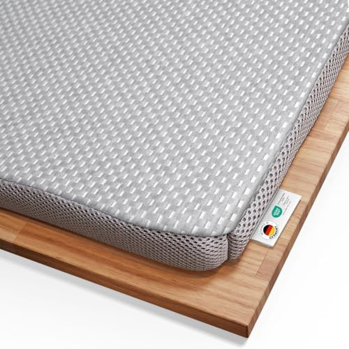 Topper 90x200cm, 6 cm Höhe, Ergonomische Memory-Schaum Auflage RenewON | Testsieger 2021, Atmungsaktiv und feuchtigkeitsregulierend, Anti-Statischer Graphene-Bezug, Matratzen-Topper 90 x 200 cm