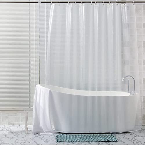 Meioro Cortina de Ducha Transparente con Revestimiento de PEVA, Cortinas de Ducha Impermeables, Revestimiento de Ducha Resistente al Moho para baño, con Ganchos de plástico(180×220cm, Transparente)