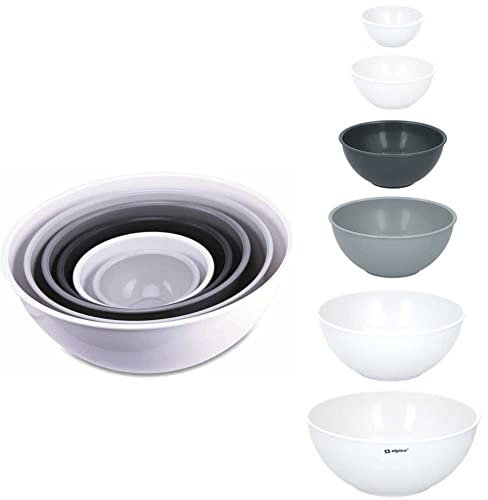 BAKAJI 6 x Ciotole Pasticceria per Mescolare Contenitori Preparazione Alimenti Dolci Cucina in Plastica Impilabili Capacità 0,25LT/0,6LT/1,15LT/2LT/3,35LT/5,25LT da Microonde Accessori Cucinare