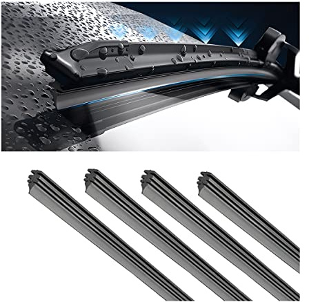 4 Pieces Windshield Wiper Blades Refills, DIY Adjustable Car Windscreen Wiper Rubber Strips, Frameless Window Boneless Insert Silicone Strips, Auto Universal Accessories for Most Vehicles (17 Inches)
