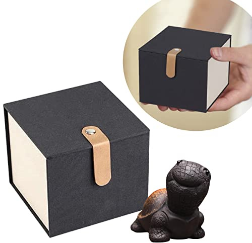 EAEDMY Purple Sand Tea Pet Angry Cat Bat Tortoise Puppy Figurine, Cute Kungfu Tea Pet Gift for Tea Lover Friend, Tea Table Desk Tearoom Home Decoration Ornament (6.Smiling Turtle&Gift Box)