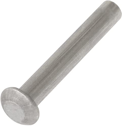 AERZETIX C62031 Remaches Aluminio Ø4x25mm, Juego de 10, Plata | Cabeza semi redonda abombada, Remache sólido para golpear, DIN 660, Montaje no desmontable, Para chapa cuero remachadora