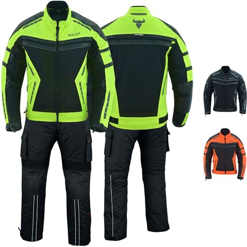 BULLDT 2-teiler Motorradkombi Herren sommer mit abnehmbar CE-Protektoren & Thermofutter - leicht Jacke ATV Quad Scooter mit Tech-Mesh-Netz 360° Sicherheit-Reflektoren & Zipper-Taschen