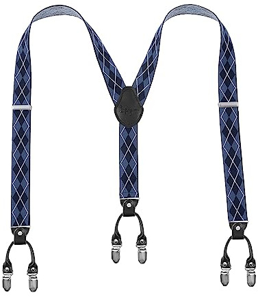 Lafayon Hosenträger Herren mit 6 Clips, Y-Back 3,5 cm Breit Hosenträger Heavy Duty Verstellbar und Elastisch mit Starken Metallklammern und Geschenkverpackung