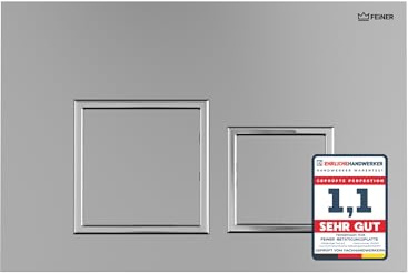 FEINER® WC-Drückerplatte [Silber Matt/Chrom] – kompatibel mit Geberit Sigma Serie UP300 & UP320, Doppelspülung, Maße 24,5 × 16,4 cm – nicht kompatibel mit Delta, Omega, Basic