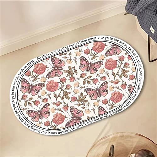 Badezimmerteppich Super Absorbierende Rutschfester Badematte, Badematten Badteppich 90x120cm Badvorleger Extra Schnelltrocknende Waschbare Badematte Home Rug, Badmatte Bodenmatte Floor Mat Rote Blumen