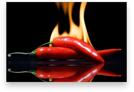 Hot Chilli Pepper Glass Chopping Board Black Cutting Board/Worktop Saver Protector