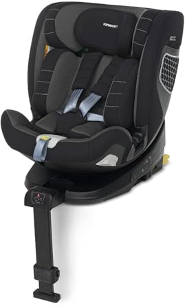 Foppapedretti Seggiolino Auto FP360 I-Size, Seduta Girevole a 360°, per bambini da 40 a 150 cm di altezza, 0-12 anni, conforme ECE R129, Fissaggio Dualfix (Isofix e non), Safe Body Protection, Nero