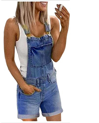 Sawmew Pantalones vaqueros de verano monos vaqueros de mujer pantalones cortos monos de mezclilla pantalones vintage traje mameluco pantalones babero pantalones traje de mezclilla general con pierna r
