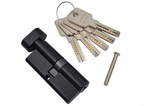 Türknauf-Türschloss, Zylinder, Hochsicherheits-Knaufzylinder-Zylinderschloss, Schließzylinder, komplett aus Messing, schwarzes Zylinderschloss, Tür- und Fenstersicherheit, 70-mm-Zylinder, Wohnzimmer-S