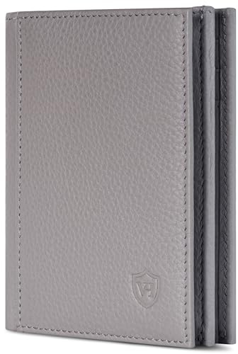VON HEESEN® Leder Geldbörse mit Münzfach & RFID Schutz Herren & Damen - Echtleder Geldbeutel für Männer & Frauen - Portemonnaie Brieftasche Wallet Portmonee (Grau)