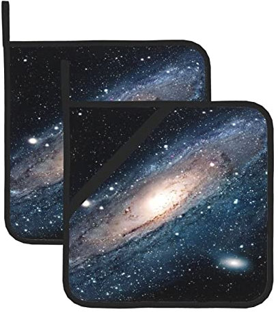 Galaxy Universe Stars Outer Space Pot Holders Set 2 for Kitchen, Washable Heat Resistant Pot Holders, Hot Pads Or Kitchen Cooking Baking Microwave BBQ