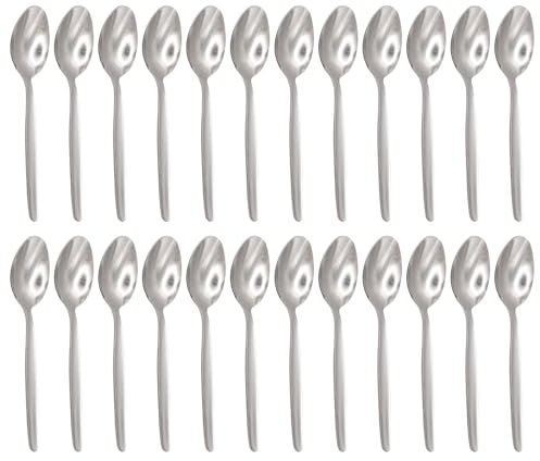 Argon Tableware Economy Stainless Steel Teaspoons - 13.5cm - Pack of 24 - Silver Tea Spoons High Polished Metal Dishwasher Safe 24-Piece Tea Coffee Sugar Cutlery Set